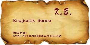 Krajcsik Bence névjegykártya